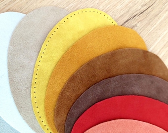Pair of Suede Leather Oval Elbow Knee Patches - Repair or Decorate - Punched or Unpunched