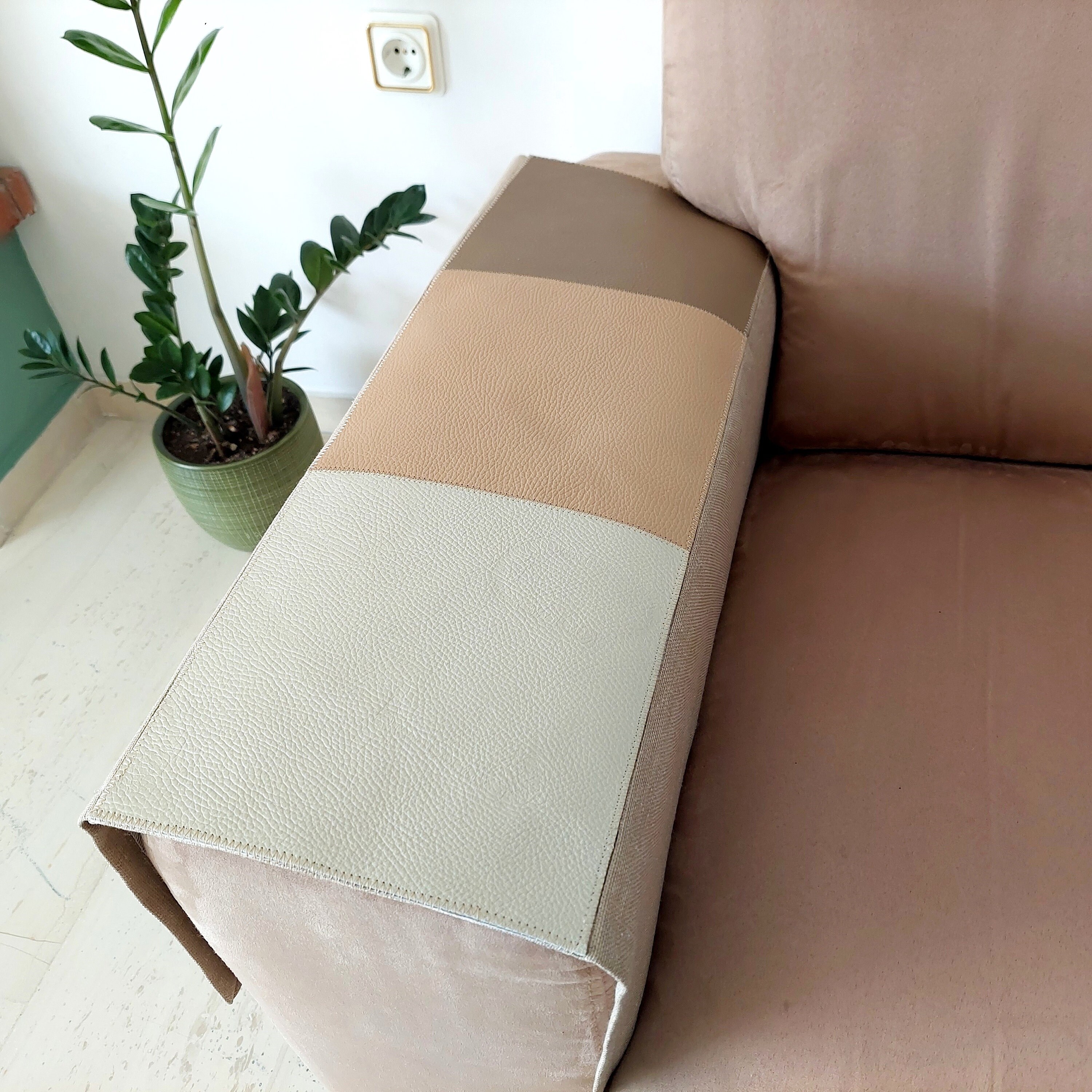 Leather Armrest Cover / Handmade Sofa Armrest Cover / Patchwork Chair