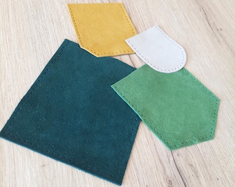 Suede Leather Pocket Patch: Colorful Italian Suede, Pre-Punched or Unpunched
