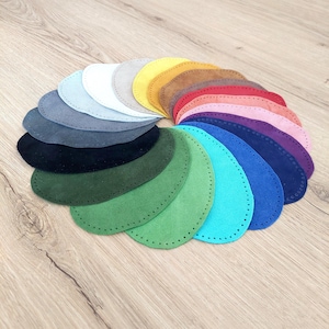 Par de coderas y rodilleras ovaladas de ante - Para reparar o decorar - Con o sin perforaciones