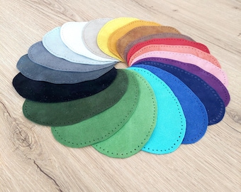 Pair of Suede Leather Oval Elbow Knee Patches - Repair or Decorate - Punched or Unpunched
