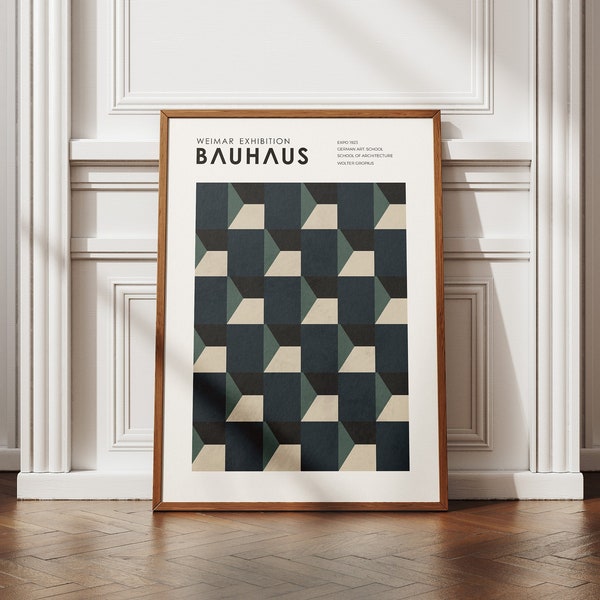 Bauhaus Exhibition Poster Bauhaus Printable Wall Art Mid Century Modern Print Living Room Decor Digital Download Geometric Abstract Poster