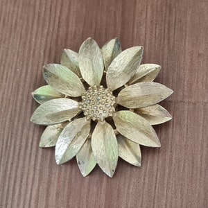 Brooch Vintage Brooch Sarah Coventry Brooch Large Flower Statement Brooch Gold Tone Marked Sarah Cov Canada 1960s Brooch Retro  Accessory