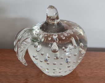 Vintage Klar Glas Apfel Briefbeschwerer
