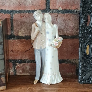Vintage Saksen beeldje jong stel porselein porselein jongen en meisje verzamelbeeldje vintage cadeau voor bruiloft verloving retro interieur