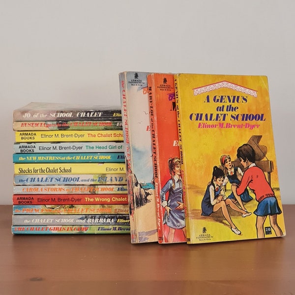 Vintage Chalet School Book Bundle × 15, Elinor M Brent-Dyer, Armada Paperbacks, 1960's, The Chalet School Series, Girls' Stories