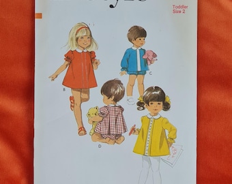 Vintage Toddler Dress Sewing Pattern 1970s Style 2963 Size 2