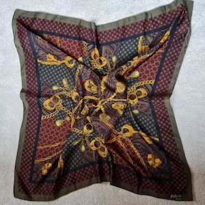 Vintage Patricia Paris Schal Herbstfarben 77 cm x 77 cm Polyester Made in Italy Rollkanten