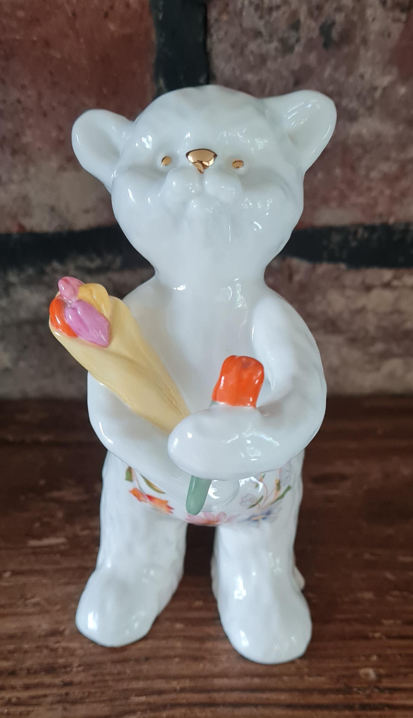 Vintage Aynsley Wild Tudor Bear Standing With Flowers Fine Bone