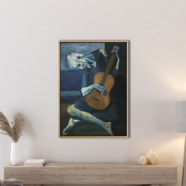 Picasso-Le vieux guitariste (1903) Galerie de toile enveloppée ou encadrée Impression d’art mural giclée