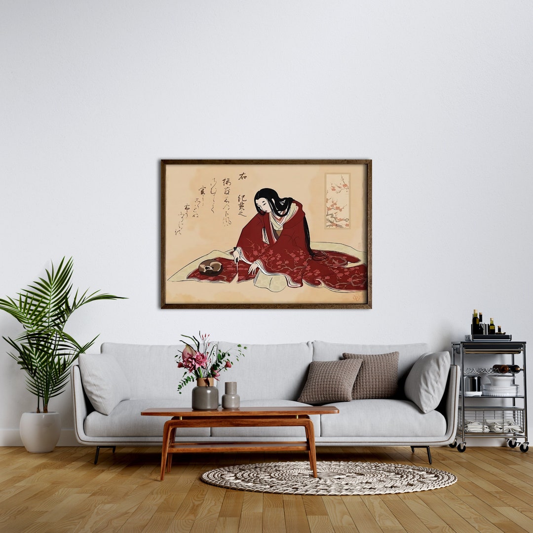 Geisha With Cat Cutting Kimono FINE ART PRINT, Art Canvas,japanese Art ...