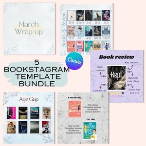 Bookstagram Instagram Post Template Bundle Aesthetic Editable Instagram Post Canva Template Book Review Tracker For Book Recommendation