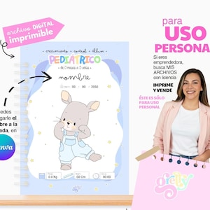 Pediatric diary, pediatric notebook for children, baby medical check-up, memory album, child growth planner, printable baby journal.