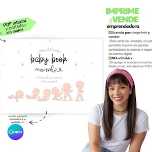 Imprime y VENDE | BABYBOOK Primer Año imprimible + Plantillas Portada Color y Foil | EMPRENDEDORA de Papelería |  Archivo Digital