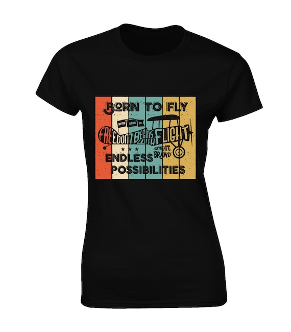 Born to Fly Ladies T Shirt Cool Aeroplane Design Cool Flying