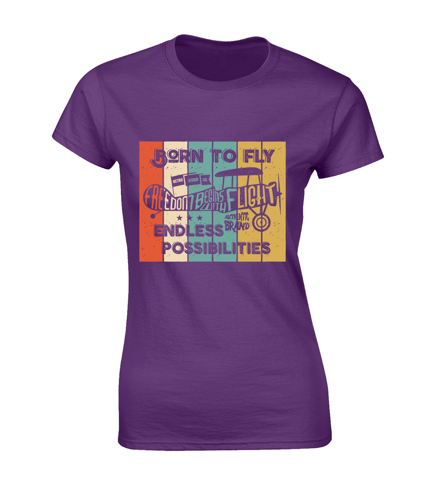 Born to Fly Ladies T Shirt Cool Aeroplane Design Cool Flying