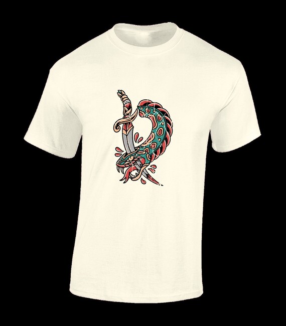 【oan】Rette Snake Vintage Washing Short Sleeve T-Shirt Amazon.com: Vintage Illustrated Fox Snake T-Shirt : Clothing