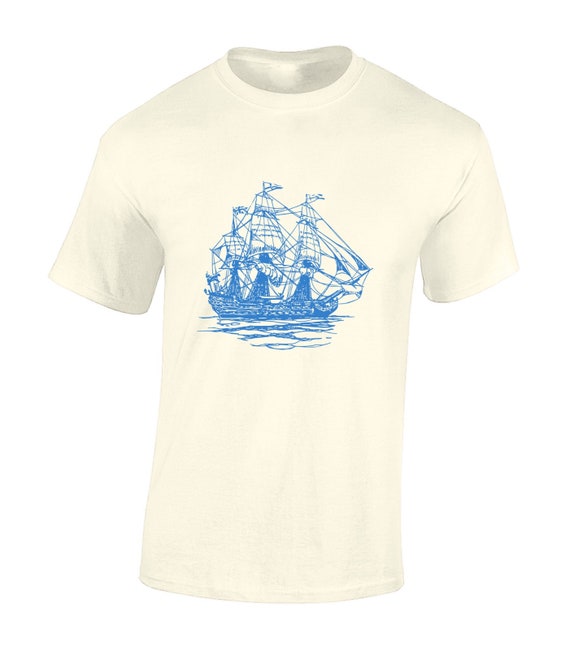 Pirate Ship Sketch Mens T Shirt Navy Boats Cool Classic Fashion - Main Image