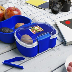 Bento Box Artístico de Dos Niveles, Contenedor para Almuerzos, Caja para Preparar Comidas, Almacenamiento de Alimentos Único, Lonchera Ecológica, Perfecta para la Escuela y la Oficina