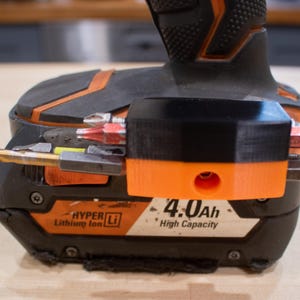 Front side of the Ridgid bit holder on a drill