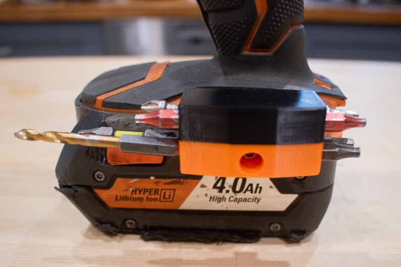 Front side of the Ridgid bit holder on a drill