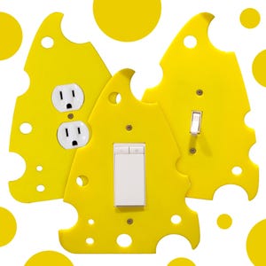 Cheese Light Switch Cover, Single Plate Decoration, Yellow Maximalist Kitchen, Cute Food Shaped Home Decor