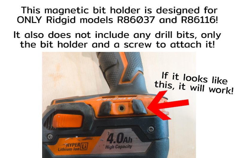 Note that it's only for certain models and shows what the drill looks like that will be compatible with the bit holder