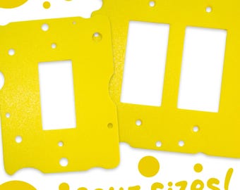 Cubierta de interruptor de luz con diseño de queso, placa individual, doble, triple y cuádruple, cocina maximalista amarilla, decoración del hogar con forma de comida.