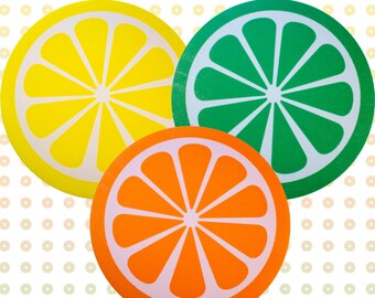 Citrus Slice Wall Decor, Cute Fruit Kitchen Decoration, Maximalist Gift for Foodie Lovers, Bold Lemon Lime Orange Wall Hanging