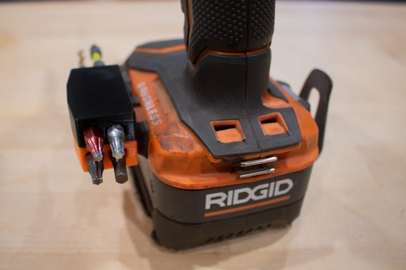 The other side of the bit holder showing four more bits attached to it