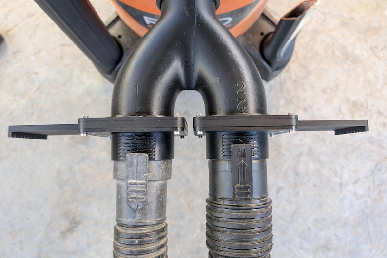 Downward shot of Gate Valve Y Splitter with hoses on it