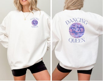 Sudadera Dancing Queen Gildan Crewneck, sudadera Disco Ball, sudadera retro, sudadera Crewneck inspirada en los años 70, idea de regalo