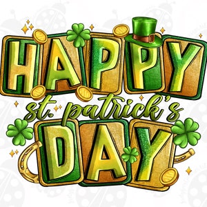 Feliz Dia de São Patrício PNG, Design de Sublimação para Download, Dia de São Patrício PNG, Trevo de São Patrício PNG, Designs de Sublimação para Download