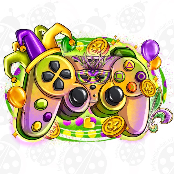 Mardi Gras Gamer Png, Sublimation Design Download, Happy Mardi Gras Png, Mardi Gras Carnival Png, Sublimate Designs Download