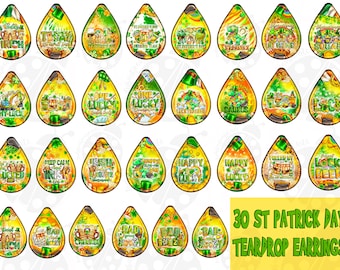 St. Patrick's Teardrop Earrings Bundle Png, +30 Sublimation Design, St. Patrick's Day Teardrop Png, St. Patrick's Day Earrings Png Downloads