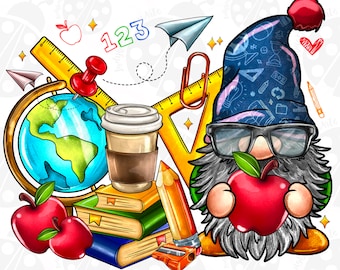 Teacher Gnomes Png, Teacher's Day Png, Back To School Png, Teacher Gnome Png, Digital Download,Gnome Png,Hand Drawn Gnome,Teacher Life Gnome