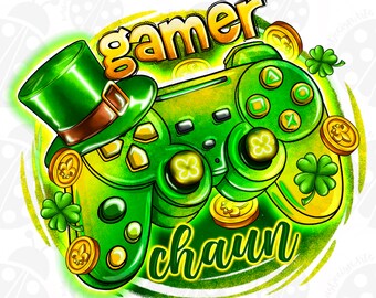 Gamer Chaun St. Patrick's png sublimation design download, St. Patricks Day png, St. Patrick gamer png, sublimate designs download