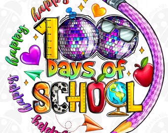 Joyeux 100 jours d'école PNG, fichiers coupés pour les écoliers, 100 jours d'école, 100e jour d'école, Clipart dictons filles, cheer PNG, 100 jours d'école