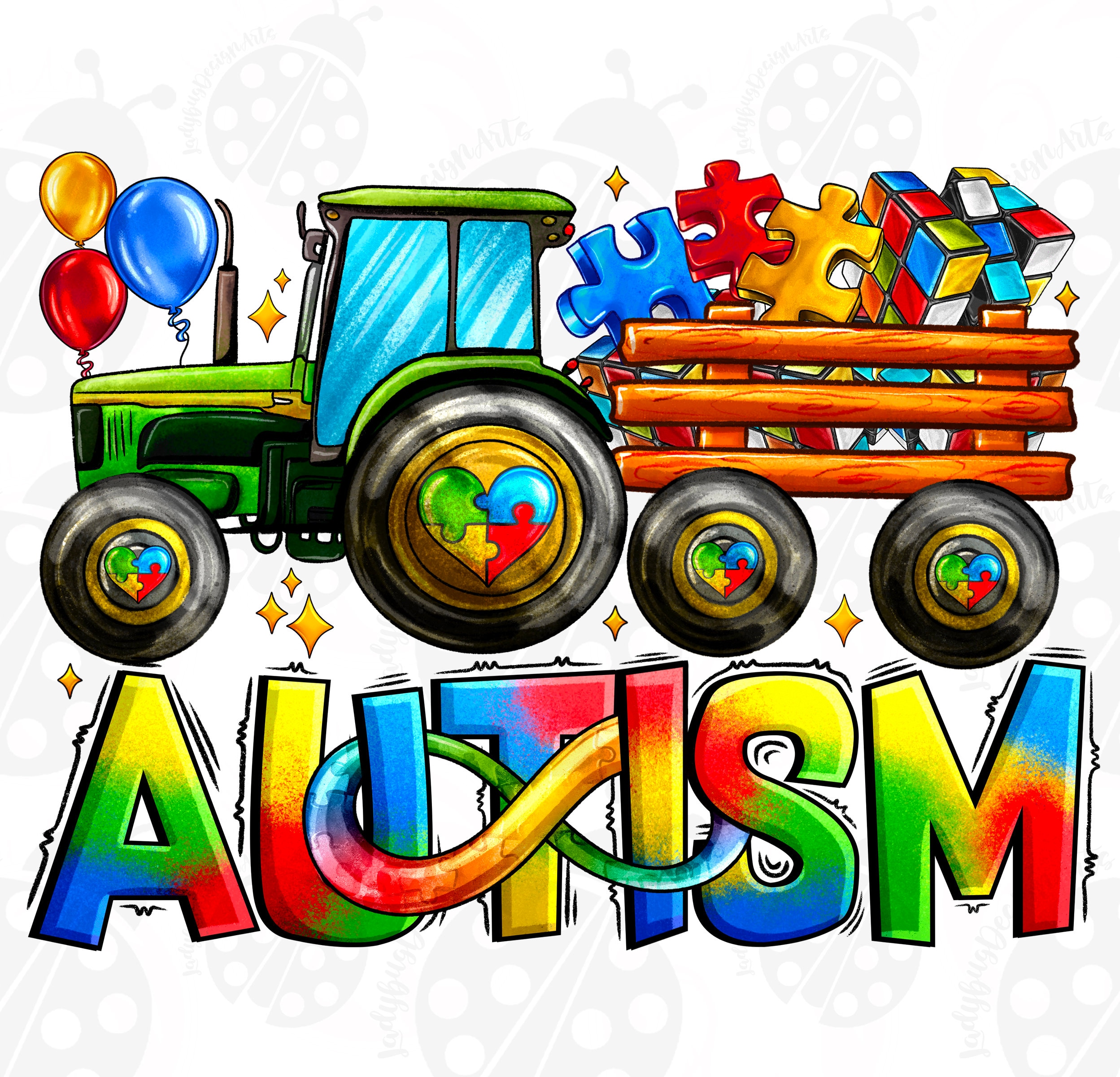 Autism Tractor Png,sublimation Design Download, Autism Awareness Png ...