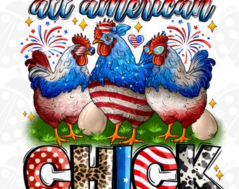All America Chick Png, USA Chick Png, Patriotic America Chicken Png, Retro American Funny Png, American 4th Of July Png, Digital download