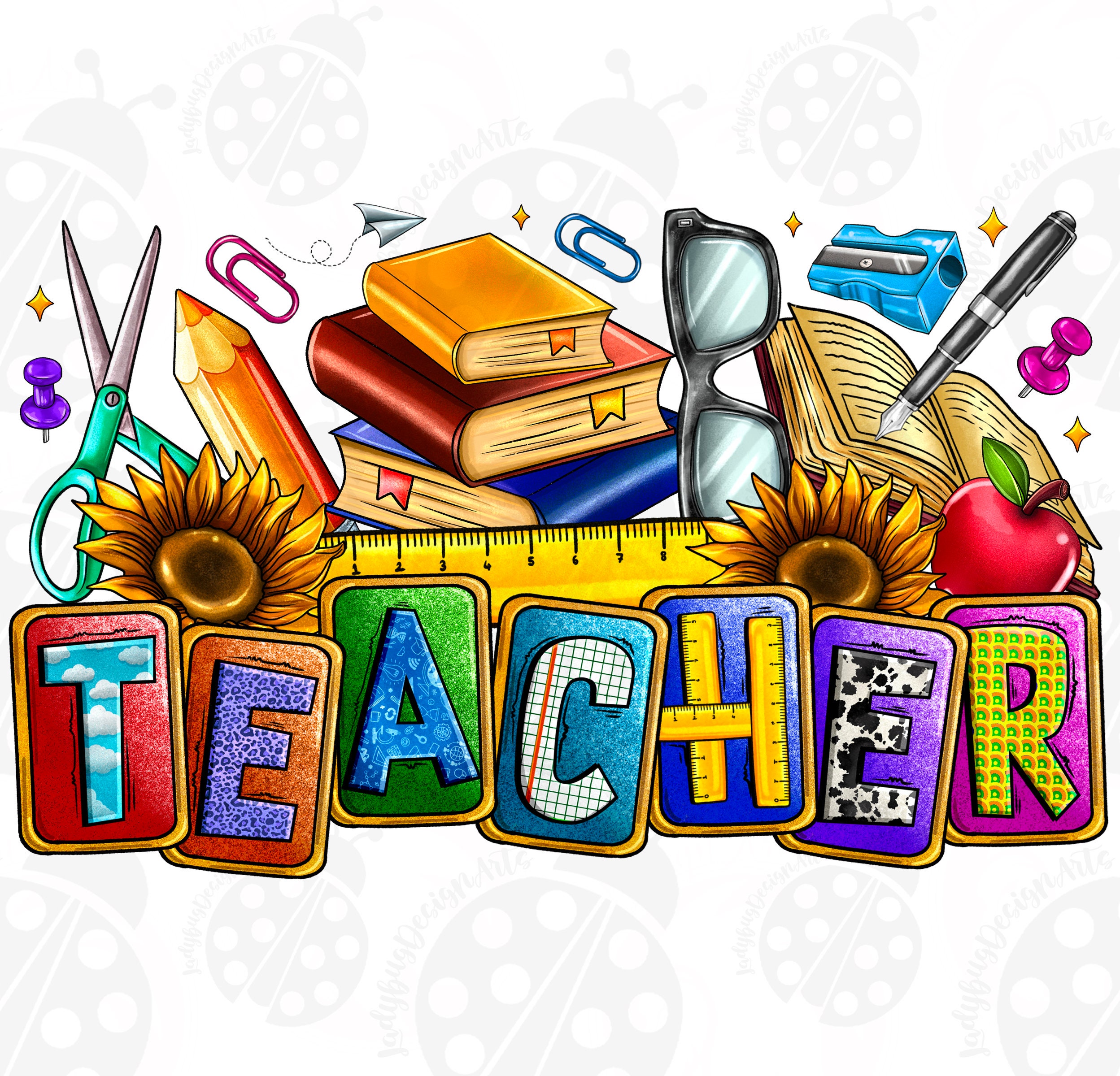 Teacher Sunflower Png Sublimation Design Download, Teacher's Day Png, Back To School Png, Teacher Life Png, Sublimate Designs Download