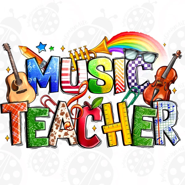 Music Teacher Png Sublimation Design Download, Teacher's Day Png, Western Music Teacher Png, Teacher Life Png, Sublimate Designs Download