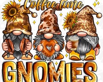 Coffee Time Gnomies Png Sublimation Design, Gnome Png, Coffee Lovers Png, Gnomes With Croissant Png,Coffee Beans Png, Caffeine Png Downloads