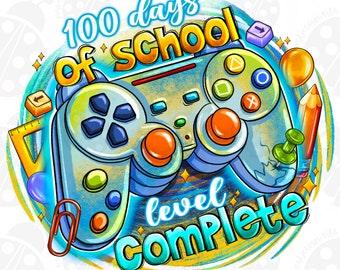 100 Days Of School Level Complete Png Sublimation Design,Of School Png,Shamrock Png,School  Png,100 DaysPng,Digital Download