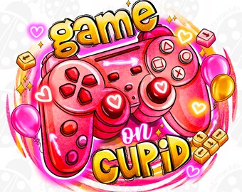 Game On Cupid Png, Video Game Controller Valentine Png, Game Lover Gift, Valentine Gaming Png, Cute Gaming Boy Valentine