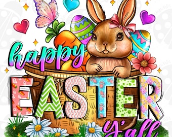 Happy Easter Y'all Png, Sublimation Design Download, Happy Easter Day Png, Western Easter Png, Sublimate Designs Download