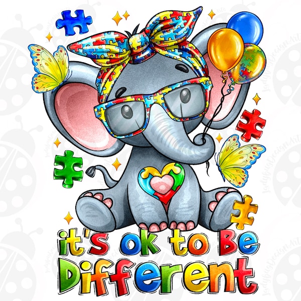 it's Ok To Be Different Png, Autism Awareness Png, Autism Puzzle Elephant, Autism Png, Autism Elephant Png,Autism Acceptance,Elephant Autism