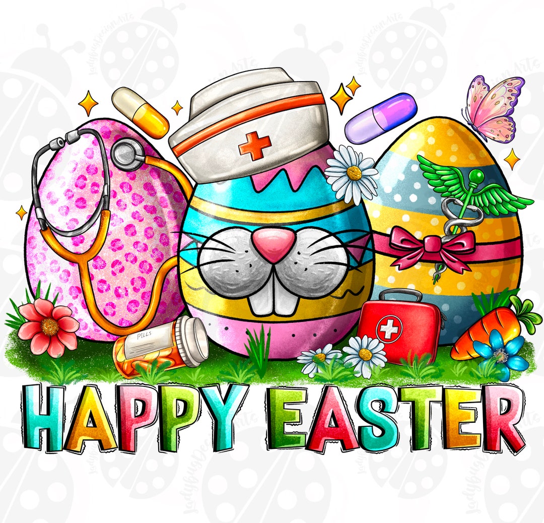Happy Easter Nurse Eggs Png Sublimation Design Download, Easter Day Png ...