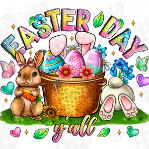 Happy Easter Day Y&#39;all Png, Sublimation Design Download, Happy Easter Day png, western Easter Png, Sublimate Designs Download