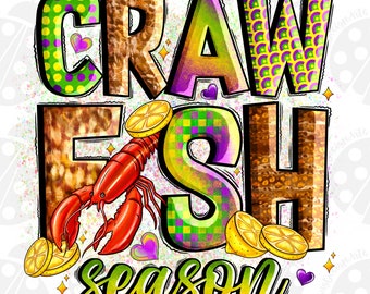 Crawfish season png sublimation design download, Happy Mardi Gras png, hand drawn crawfish png, Crawfish png, sublimate designs